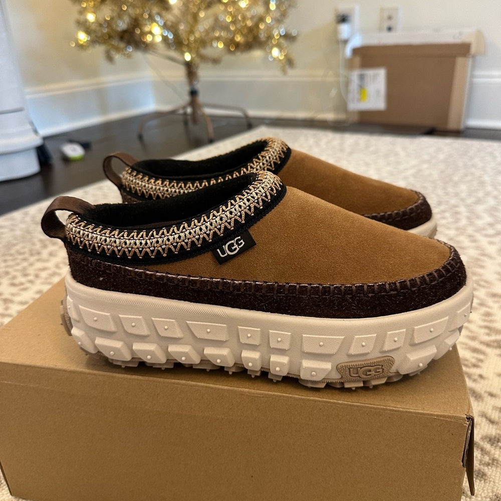 UGG Brown and White Mules